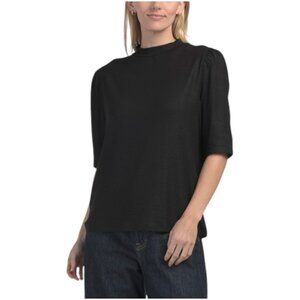 KIM & CAMI Mock Neck Tight Elbow Sleeve Top